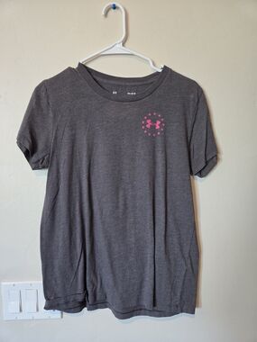 Under Armour Gray Freedom Tee with Pink Logo